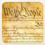 We the People - Constitution Square Paper Coaster<br><div class="desc">Preamble of the US Constitution,  saying who the boss is!
We the People ... that's the spirit of America. 

Customize as you wish.</div>
