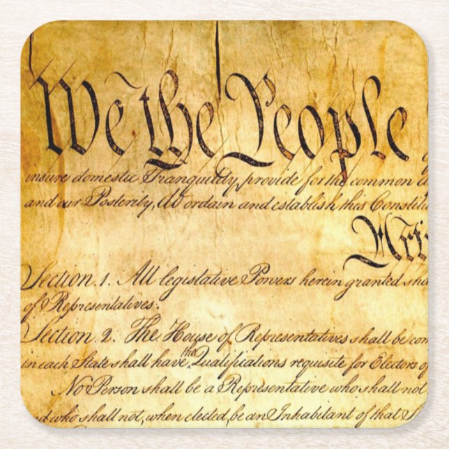 We the People - Constitution Square Paper Coaster (Front)