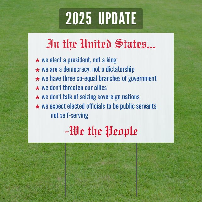 We the People Democracy Political Yard Sign (We the People, updated for 2025!)