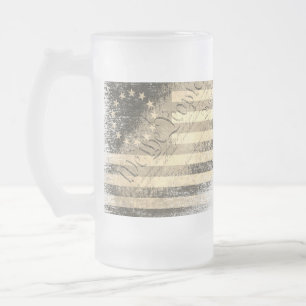 WE THE PEOPLE Desert Betsy Ross American Flag Frosted Glass Beer Mug