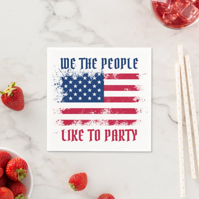 We the people Funny Distressed USA Flag July 4th Napkins (Insitu)