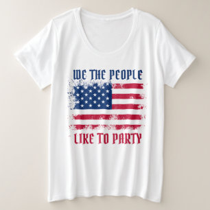 We the people Funny Distressed USA Flag July 4th Plus Size T-Shirt