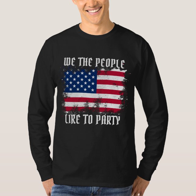 We the people Funny Distressed USA Flag July 4th T-Shirt (Front)