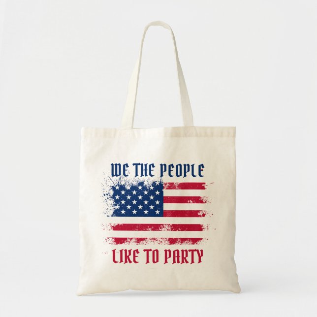 We the people Funny Distressed USA Flag July 4th Tote Bag (Front)