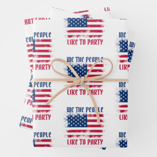 We the people Funny Distressed USA Flag July 4th Wrapping Paper Sheets