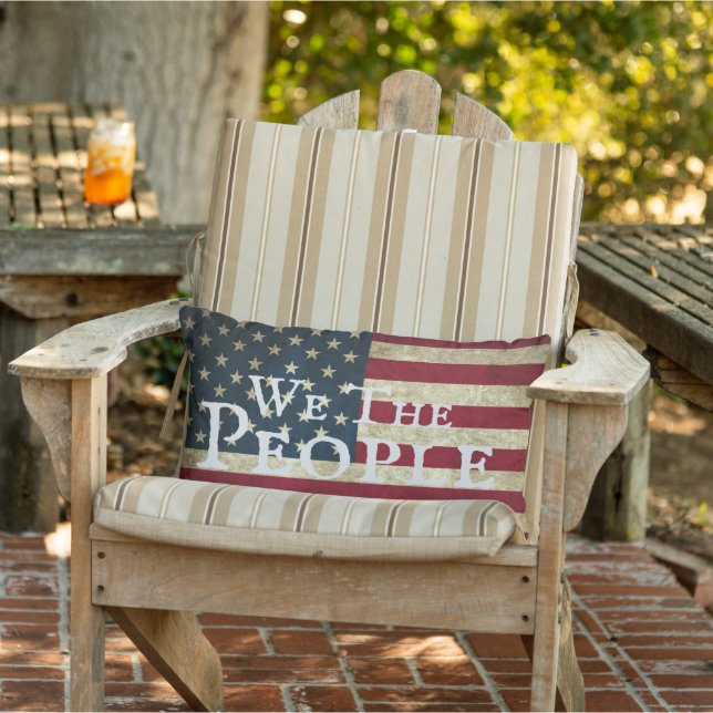 We The People Grunge American Flag  Lumbar Pillow (Chair)