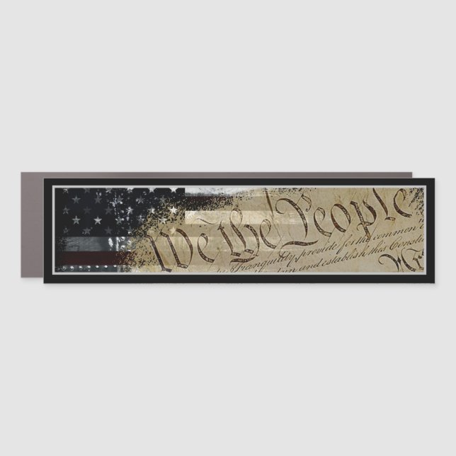 WE THE PEOPLE Industrial American Flag Car Magnet (Front)