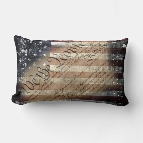 We The People Industrial American Flag Pillow