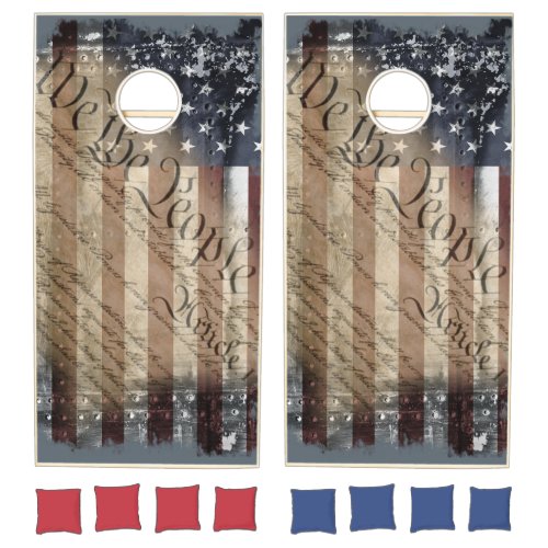 We the People Industrial Flag Cornhole Game