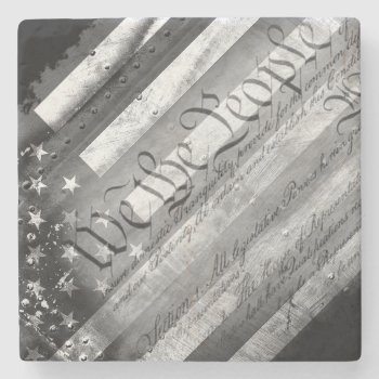 We The People Industrial Flag Stone Coaster by KDRDZINES at Zazzle