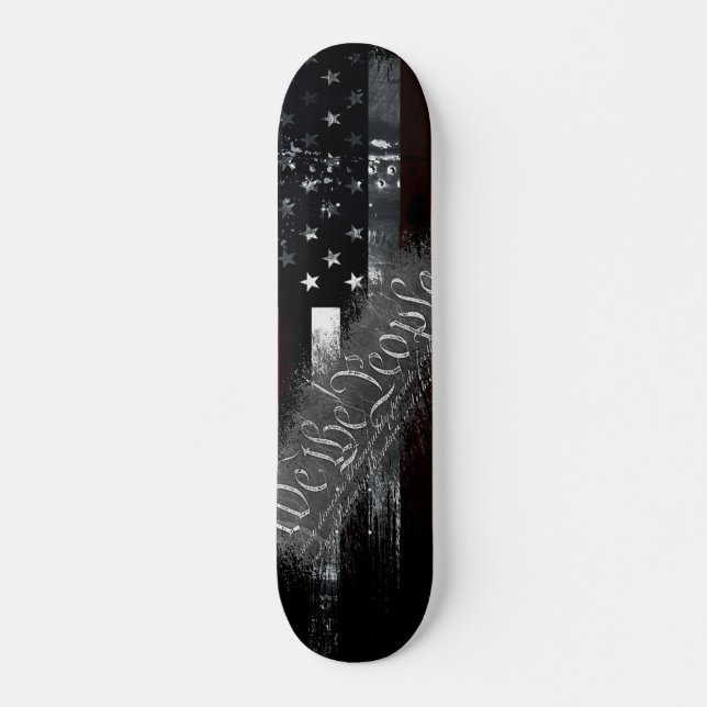 WE THE PEOPLE Industrial Grunge American Flag Skateboard (Front)