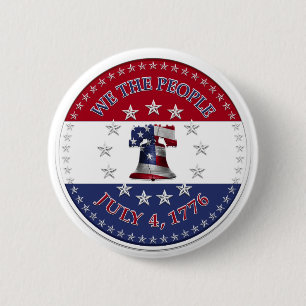 We The People July 4 1776 Bell with 13 & 50 Stars Button
