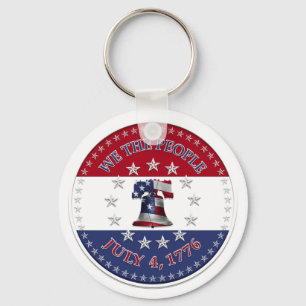We The People July 4 1776 Bell with 13 & 50 Stars Keychain