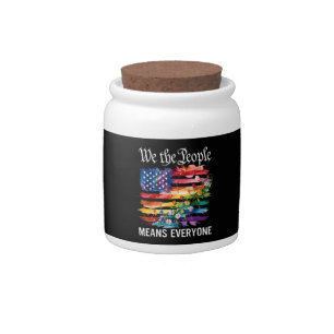 We The People Means Everyone Rainbow LGBT Gay Lesb Candy Jar