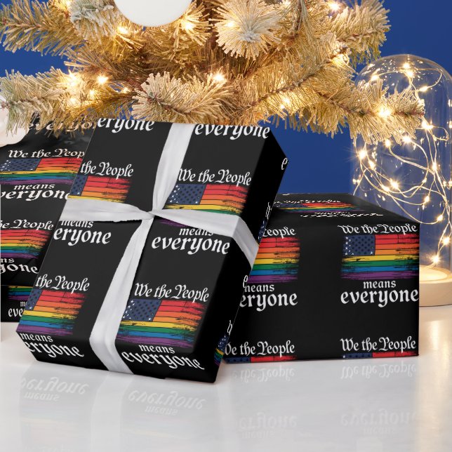 We The People Means Everyone USA Flag LGBTQ Wrapping Paper (Holidays)