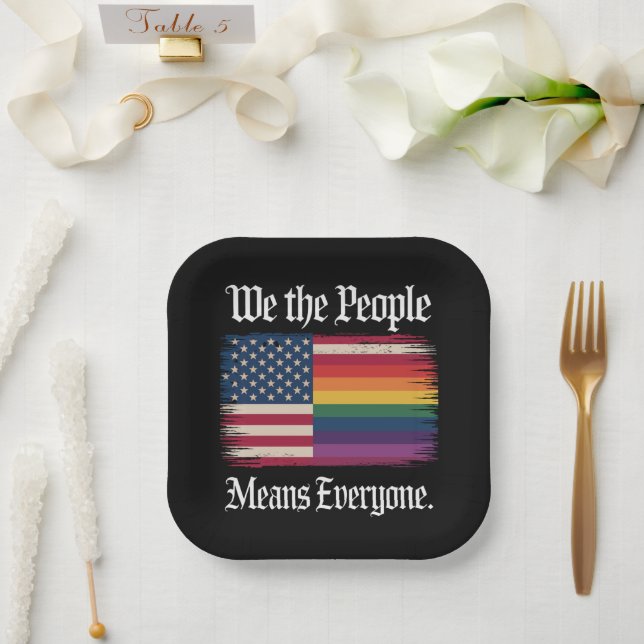 We The People Means Everyone Usa Lgbt Equality  Paper Plates (Wedding)