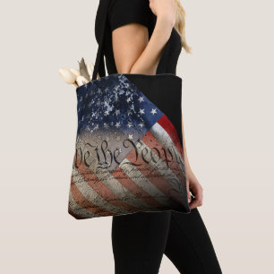 WE THE PEOPLE Modern and Betsy Ross American Flag Tote Bag