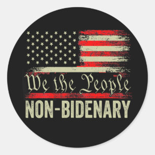 We The People Non Vintage US America Flag Classic Round Sticker