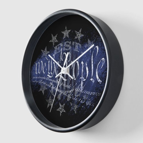 WE THE PEOPLE Patriotic 13 Stars and American Flag Clock