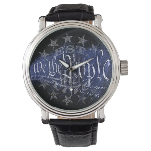 WE THE PEOPLE Patriotic 13 Stars and American Flag Watch