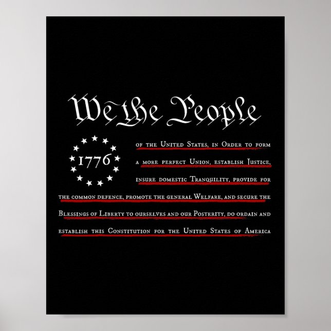 We The People Preamble Us Constitution 4th Of July Poster (Front)