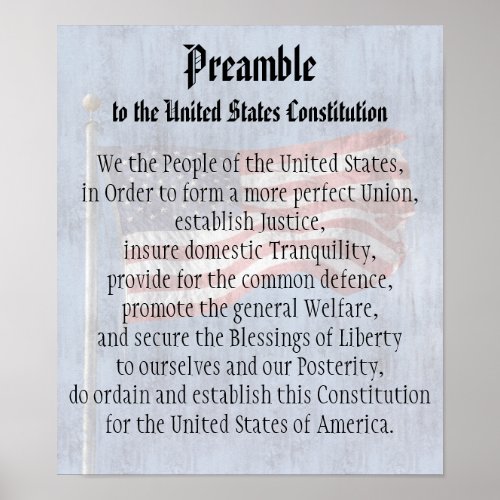 We the People Preamble US Constitution Classroom Poster