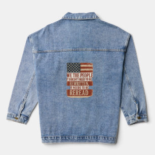 We the People Reread Flag Quote Denim Jacket