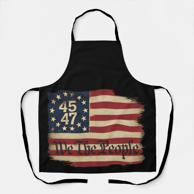 We The People Trump 45 47 Distressed Vintage Flag Apron (Front)