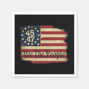 We The People Trump 45 47 Distressed Vintage Flag Napkins