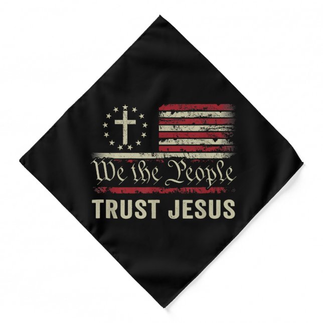 We The People Trust Jesus - USA Flag Christian Pat Bandana (Front)