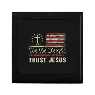 We The People Trust Jesus - USA Flag Christian Pat Gift Box