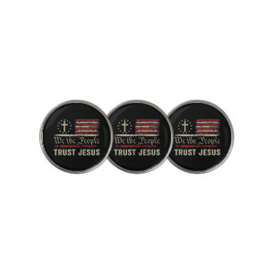 We The People Trust Jesus - USA Flag Christian Pat Golf Ball Marker