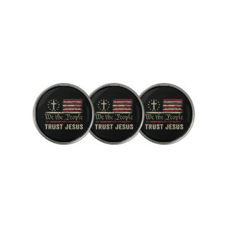 We The People Trust Jesus - USA Flag Christian Pat Golf Ball Marker