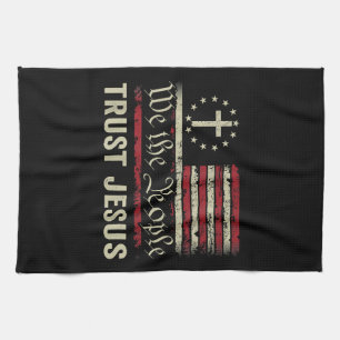 We The People Trust Jesus - USA Flag Christian Pat Kitchen Towel