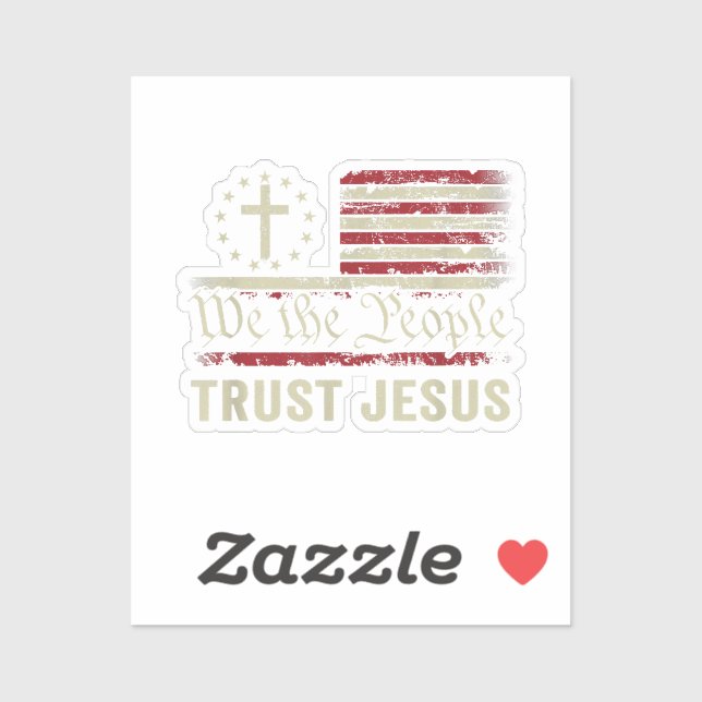 We The People Trust Jesus - USA Flag Christian Pat Sticker (Sheet)