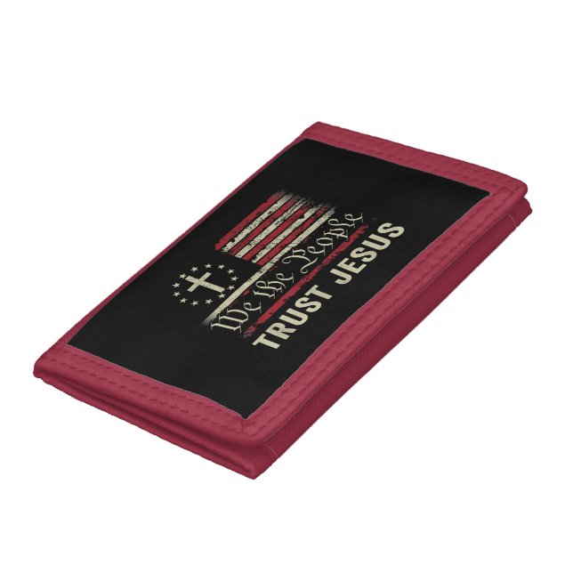 We The People Trust Jesus - USA Flag Christian Pat Trifold Wallet (Bottom)