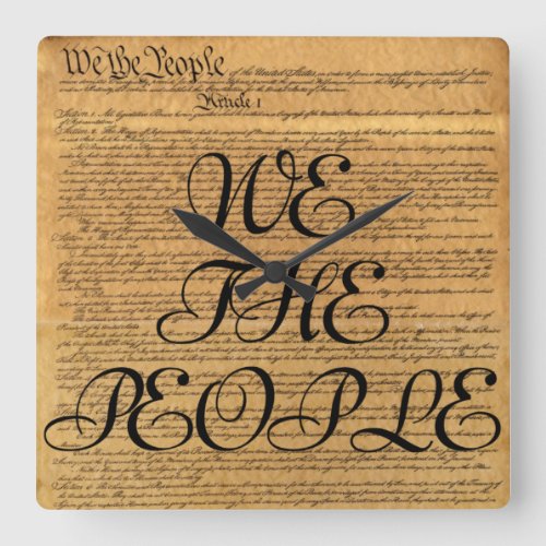 We The People US Constitution Square Wall Clock