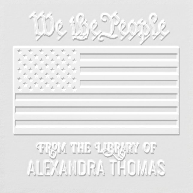 We the People USA American Flag Library Book Name Embosser (Design)