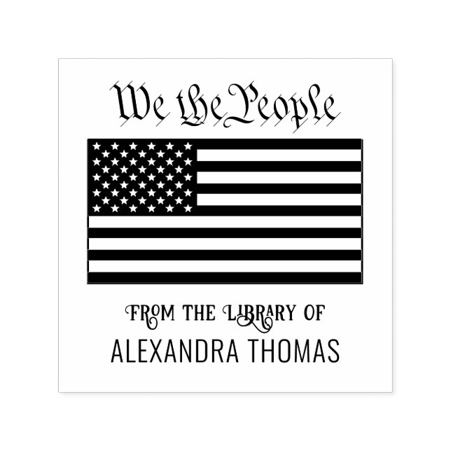 We the People USA American Flag Library Book Name Self-inking Stamp (Design)