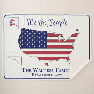 We the People USA Stars & Stripes Map Family Nm #2 Sherpa Blanket