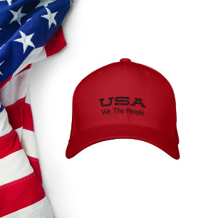 We The People, USA with Initials  Embroidered Baseball Cap
