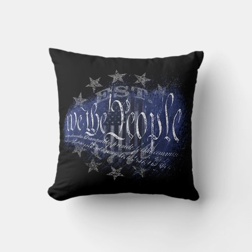 WE THE PEOPLE Vintage 13 and 50 Star American Flag Throw Pillow