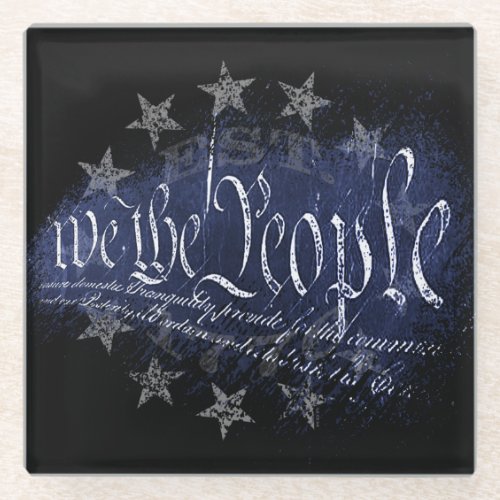 WE THE PEOPLE Vintage 13 Stars 1776 Glass Coaster