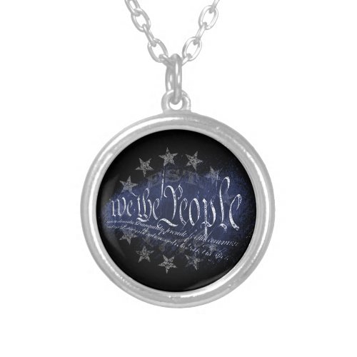 WE THE PEOPLE Vintage 13 Stars 1776 Silver Plated Necklace