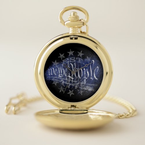 WE THE PEOPLE Vintage 13 Stars and American Flag R Pocket Watch