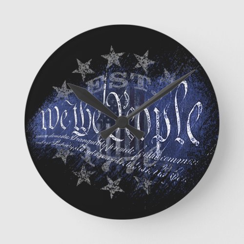 WE THE PEOPLE Vintage 13 Stars and American Flag Round Clock