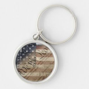 We The People Vintage American Flag Keychain