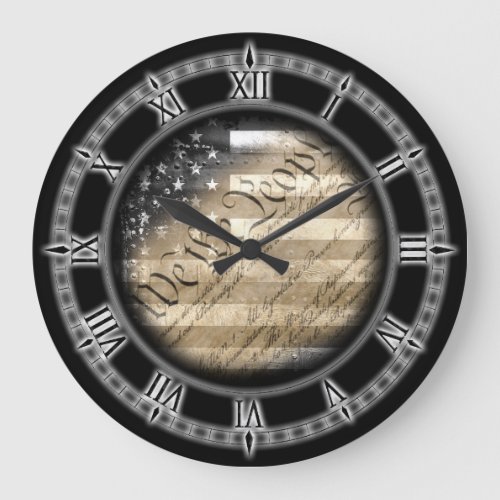 We The People Vintage American Flag Wall Clock