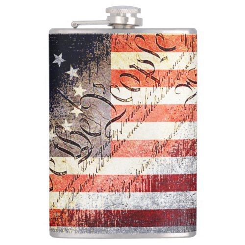 We The People Vintage Betsy Ross American Flag Fla Flask