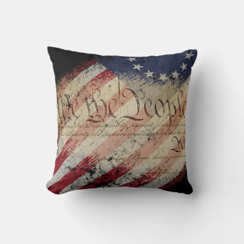 WE THE PEOPLE Vintage Betsy Ross American Flag  Throw Pillow